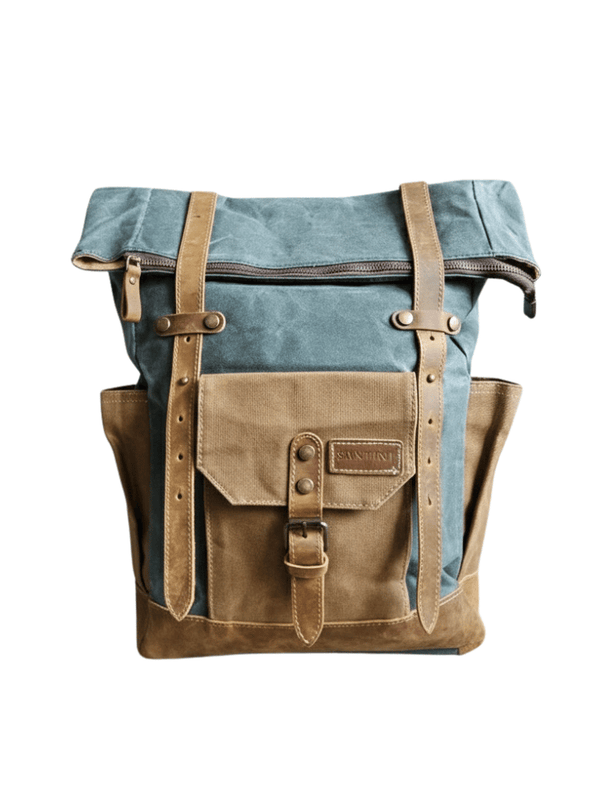 Mochila Coique Verde – Impermeable con Detalles en Cuero Natural | SANTINI Chile