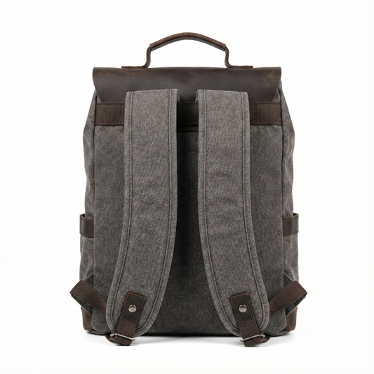 Mochila Santino Gris de Lona y Cuero Vegano | Elegante, Moderna y Resistente