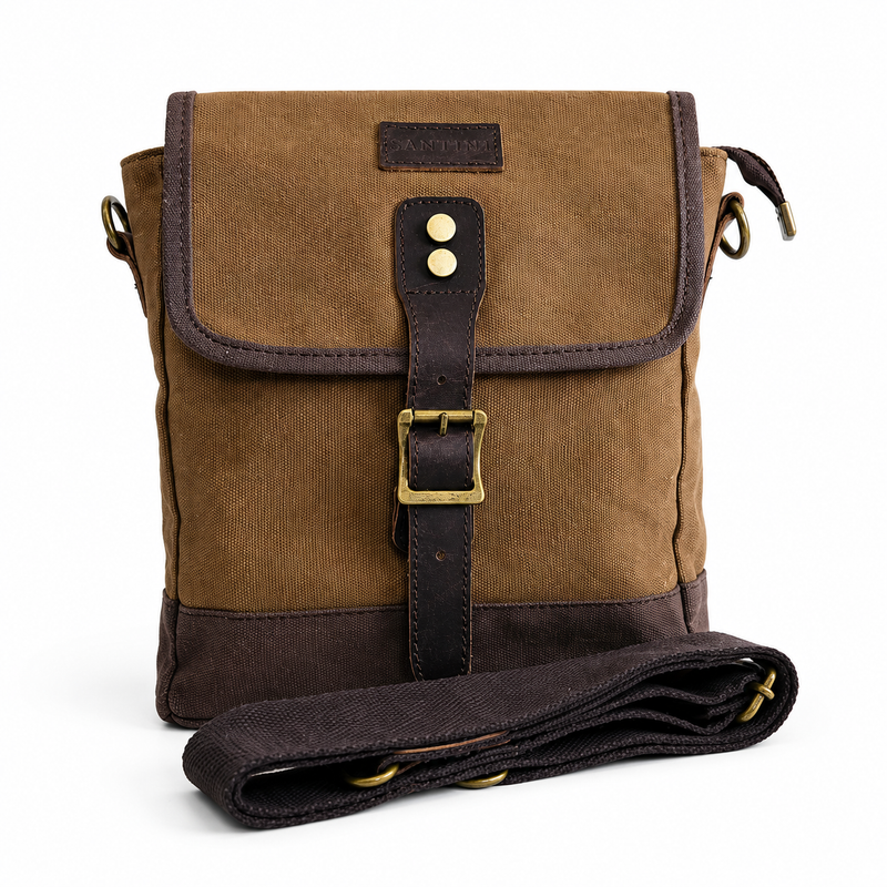 Bandolera Ejecutiva Manzano Café – Yute| Elegante y Funcional | SANTINI