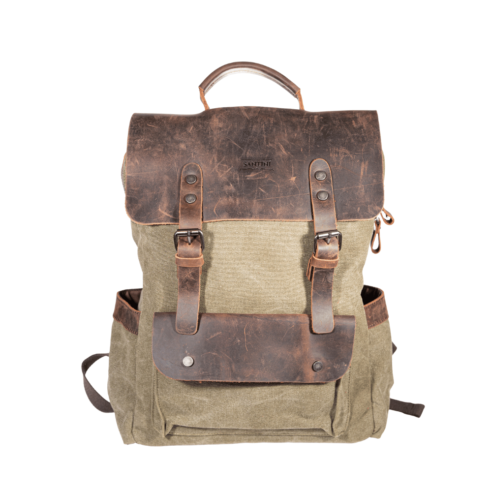 Mochila Santino de Lona y Cuero Real | Resistente, Elegante y Funciona