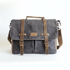 Maletín Araucanía Gris – Yute Impermeable y Cuero Natural | Notebook 16" | SANTINI