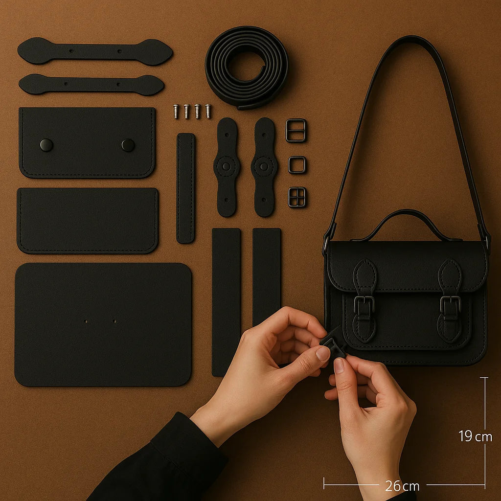 Kit Origen de Santini – Arma tu bolso satchel artesanal color Negro