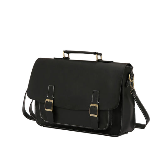 Bolso Maletín de Cuero Vegano 25L: Elegancia y Funcionalidad Negro