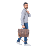Maletín Araucanía Café – Yute Impermeable y Cuero Natural | Notebook 16" | SANTINI