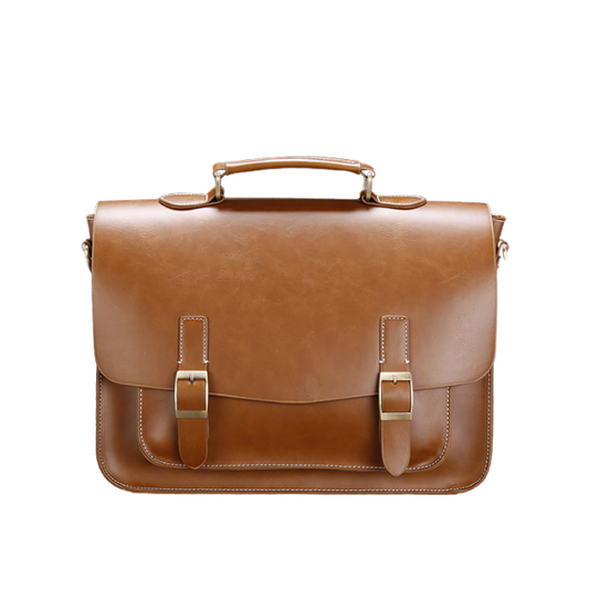 Bolso maletín 25L en cuero vegano vegetal. Diseño elegante, durable y funcional con 2 compartimientos.