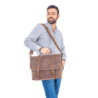 Maletín Araucanía Café – Yute Impermeable y Cuero Natural | Notebook 16" | SANTINI