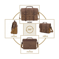 Maletín Araucanía Café – Yute Impermeable y Cuero Natural | Notebook 16" | SANTINI