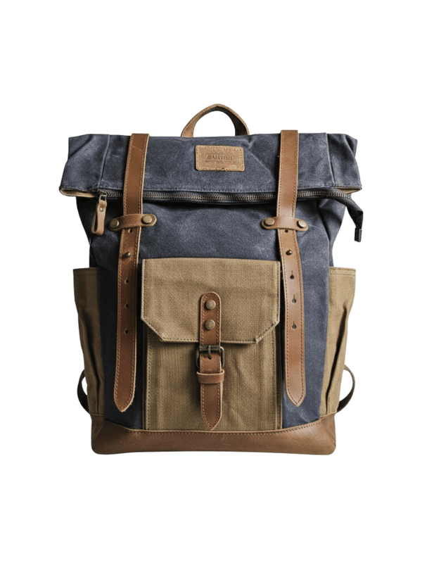 Mochila Coique Gris – Impermeable con Detalles en Cuero Natural | SANTINI Chile