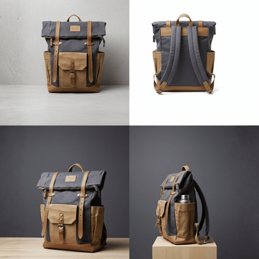 Mochila Coique gris – Impermeable con Detalles en Cuero Natural | Santini Chile