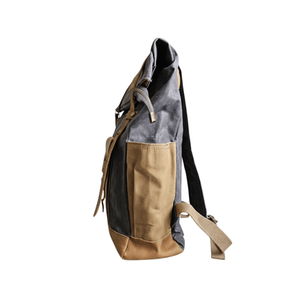 Mochila Coique gris – Impermeable con Detalles en Cuero Natural | Santini Chile