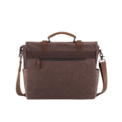 Maletín Araucanía CAFE | Yute Impermeable + Cuero Natural | Para Notebook 16