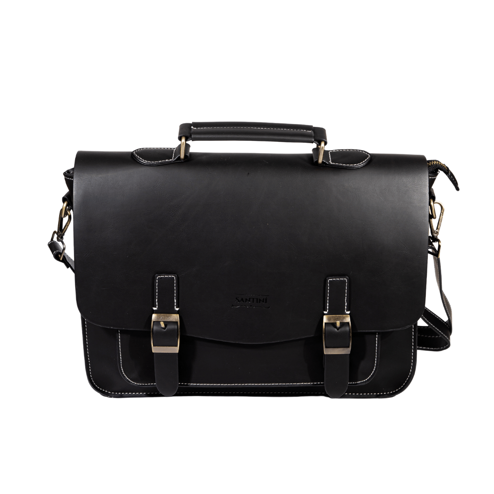 Bolso Maletín de Cuero Vegano 25L: Elegancia y Funcionalidad Negro