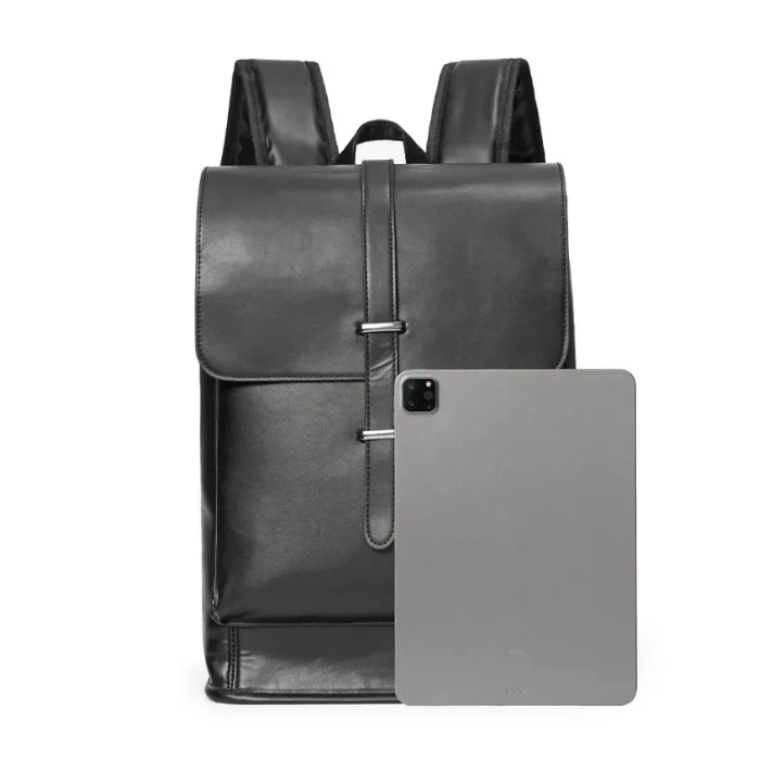 Mochila Ejecutiva Manzano Negra – Cuero Vegano | Elegante, Moderna y Funcional | SANTINI