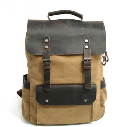 Mochila Santino de Lona y Cuero Real | Resistente, Elegante y Funciona