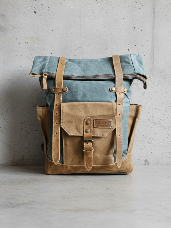Mochila Coique Verde – Impermeable con Detalles en Cuero Natural | SANTINI Chile