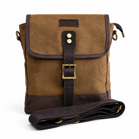 Bandolera Ejecutiva Manzano Café – Yute| Elegante y Funcional | SANTINI