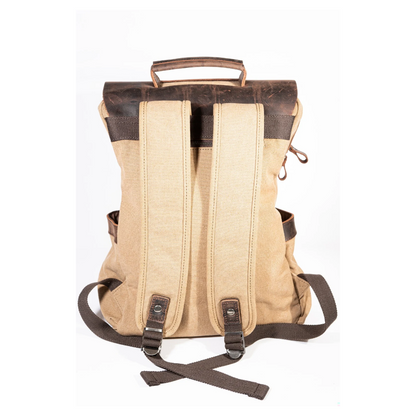 Mochila Santino de Lona y Cuero Real | Resistente, Elegante y Funciona