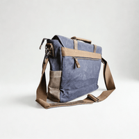 Maletín Araucanía Gris – Yute Impermeable y Cuero Natural | Notebook 16" | SANTINI