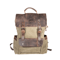 Mochila Verde Militar | Lona y Cuero Real | SANTINI Chile