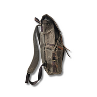 New Mochila Maihue – Yute Impermeable y Cuero natural | 43x32x12 cm | SANTINI