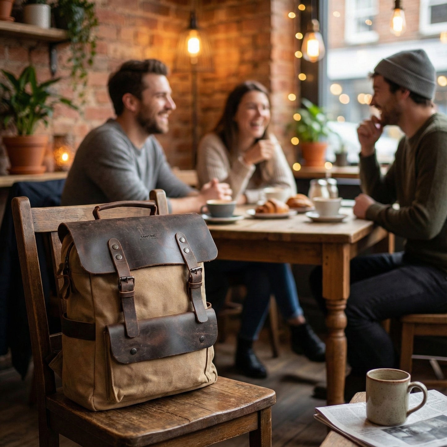Mochila Santino de Lona y Cuero Real | Resistente, Elegante y Funciona