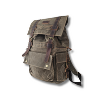 New Mochila Maihue – Yute Impermeable y Cuero natural | 43x32x12 cm | SANTINI