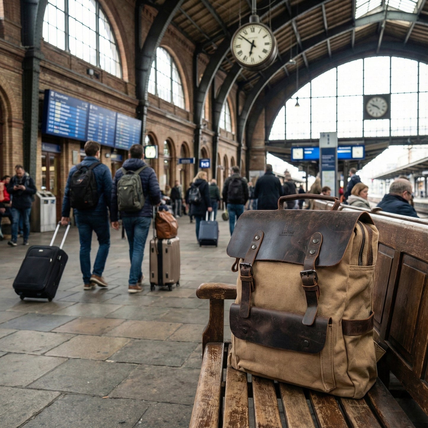 Mochila Santino de Lona y Cuero Real | Resistente, Elegante y Funciona
