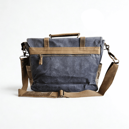 Maletín Araucanía Gris | Yute Impermeable + Cuero Natural | Para Notebook 16