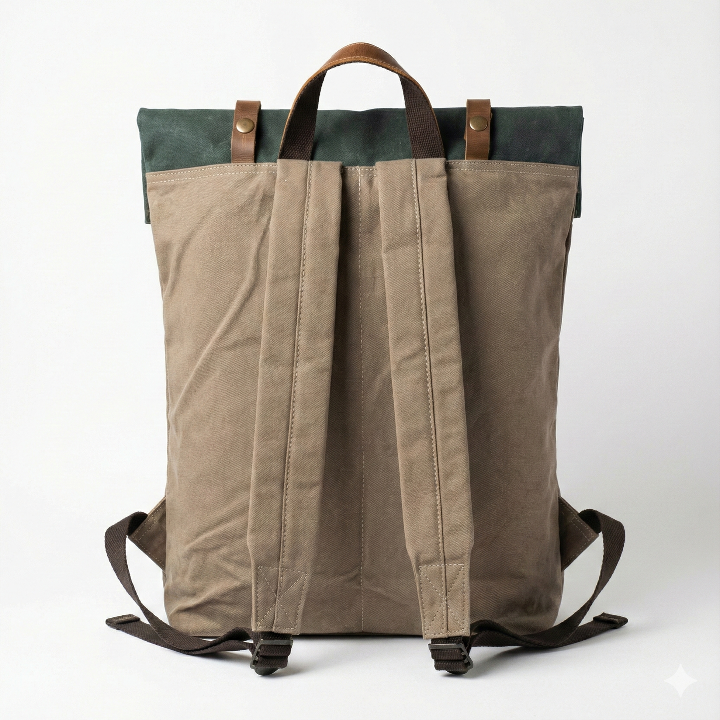 Mochila Lautaro Vintage Verde | Yute Impermeable y Cuero Premium