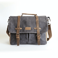 Maletín Araucanía Gris – Yute Impermeable y Cuero Natural | Notebook 16" | SANTINI
